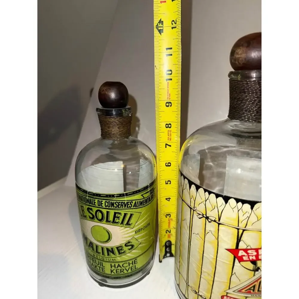 Set of 3 Vintage Belgian Glass Apothecary Display Jars
